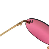 Christian Dior Pink Red Gold Rimless Logo Sunglasses