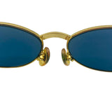 Fendi Black Gold Blue Tinted Logo Sunglasses FS 293