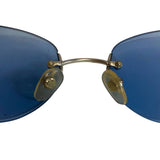 Chanel CC Logo Blue Silver Rimless 4003