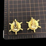 Christian Dior Nautical Gold Rhinestone Clip Earrings