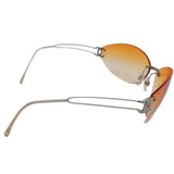 Chanel CC Logo Swarovski Rhinestone Orange Tinted Silver Rimless Sunglasses 4049-B