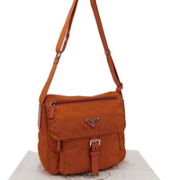 Prada Orange Tessuto Nylon Logo Crossbody Shoulder Messenger Bag