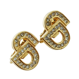 Christian Dior Gold Logo Rhinestone CD Earrings
