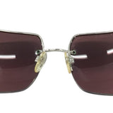 Chanel CC Logo Rimless Rhinestone Red Silver Sunglasses 4095-B