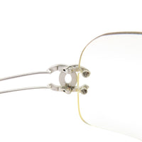 Chanel CC Logo Silver Clear Rimless Sunglasses 4068