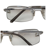 Chanel CC Logo Silver Clear Rimless Rhinestone Sunglasses 4093-B