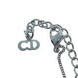 Christian Dior Silver Logo Padlock Vintage Chain Necklace