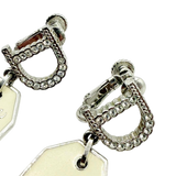 Christian Dior Couture Rhinestone Crystal Silver Beige Earrings