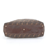 Fendi Zucca Pattern Gold Brown Leather Tote Bag