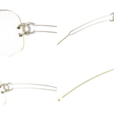 Chanel CC Logo Silver Clear Rimless Sunglasses 4068