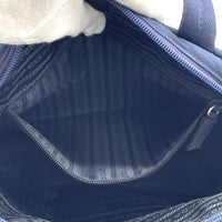 Prada Dark Navy Blue Logo Boston Tote Hand Bag