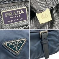 Prada Navy Blue Nylon Logo Shoulder Crossbody Bag