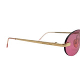 Christian Dior Pink Red Gold Rimless Logo Sunglasses