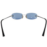 Chanel Blue Tinted Silver CC Logo Rimless Sunglasses 4002