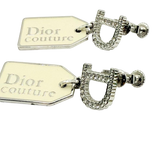 Christian Dior Couture Rhinestone Crystal Silver Beige Earrings