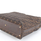 Fendi Zucca Pattern Gold Brown Leather Tote Bag