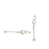 Christian Dior Logo Rhinestone Crystal Silver Dangle Earrings