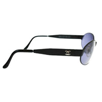 Chanel Black Gold CC Logo Oval Sunglasses 06925