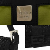 Fendi Mamma Pony Leather Black Beaded Suede Shoulder Bag