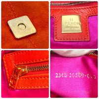 Fendi Orange Gold Suede Leather Glitter Mamma Shoulder Bag