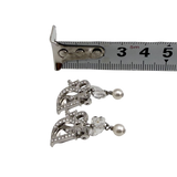 Christian Dior Logo Rhinestone Crystal Silver Pearl Earrings