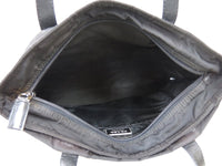 Prada Nylon Black Logo Calf Leather Tote Shoulder Bag