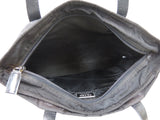 Prada Nylon Black Logo Calf Leather Tote Shoulder Bag