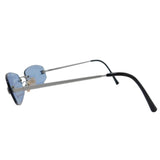 Chanel Blue Tinted Silver CC Logo Rimless Sunglasses 4002