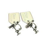 Christian Dior Couture Rhinestone Crystal Silver Beige Earrings
