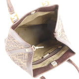 Fendi Zucca Pattern Gold Brown Leather Tote Bag