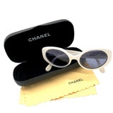Chanel White Gold Logo Sunglasses 08850 C0200