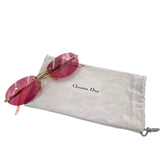 Christian Dior Pink Red Gold Rimless Logo Sunglasses