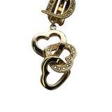 Christian Dior Logo Rhinestone Crystal Gold Heart Earrings