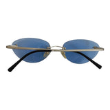 Chanel CC Logo Blue Silver Rimless 4003