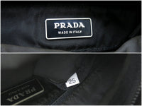 Prada Nylon Black Logo Calf Leather Tote Shoulder Bag