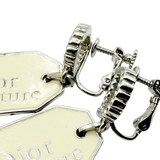 Christian Dior Couture Rhinestone Crystal Silver Beige Earrings