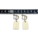 Christian Dior Couture Rhinestone Crystal Silver Beige Earrings