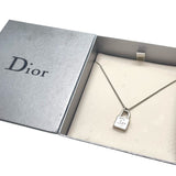 Christian Dior Silver Logo Padlock Vintage Chain Necklace