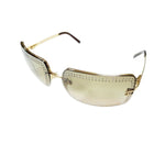Chanel CC Logo Gold Tinted Rhinestone Square Sunglasses 4105-B