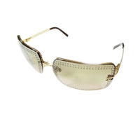 Chanel CC Logo Gold Tinted Rhinestone Square Sunglasses 4105-B