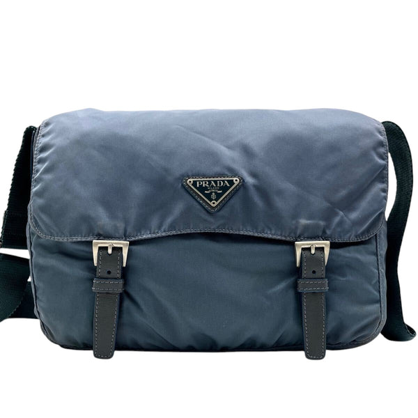 Prada Navy Blue Nylon Logo Shoulder Crossbody Bag