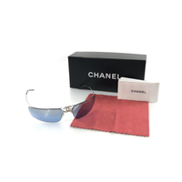 Chanel CC Logo Folding Silver Blue Sunglasses 4040