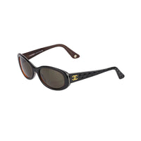 Chanel Black Brown Gold Quilted CC Logo Sunglasses 5023