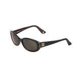 Chanel Black Brown Gold Quilted CC Logo Sunglasses 5023