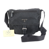Prada Black Nylon Logo Crossbody Shoulder Messenger Buckle Bag