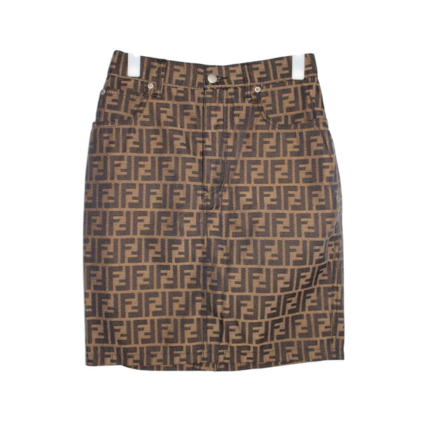 Fendi Logo Monogram Zucca Brown Skirt