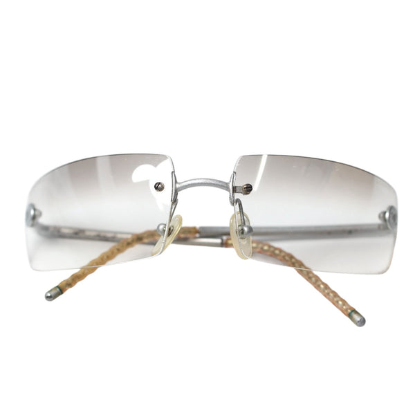 Chanel Rimless Silver Transparent Clear Sunglasses 4047