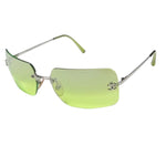 Chanel CC Logo Green Tinted Silver Sunglasses 4017