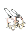Christian Dior Monogram Logo Pastel Pink Cream Silver Earrings