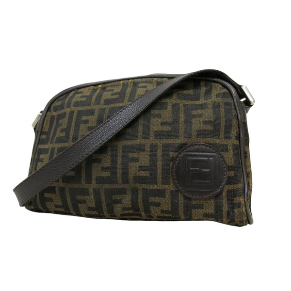 Fendi Zucca Brown Monogram Canvas Leather Crossbody Shoulder Bag